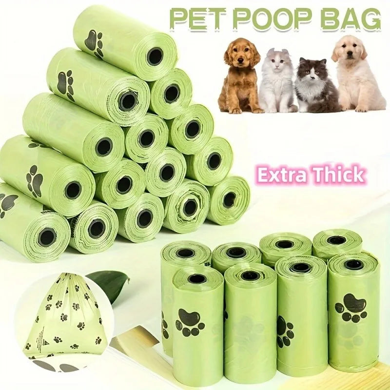 Eco-Friendly Biodegradable Pet Waste Bags  with Leash Clip, Scented Dispenser