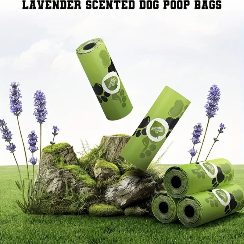 Eco-Friendly Biodegradable Pet Waste Bags  with Leash Clip, Scented Dispenser