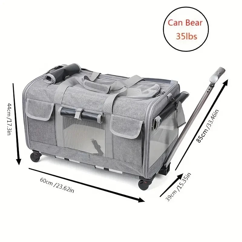 Extra Large Portable Pet Trolley  Detachable Dog Trolley Case, Large Foldable Pet Bag Cat Travel Carrier Bag