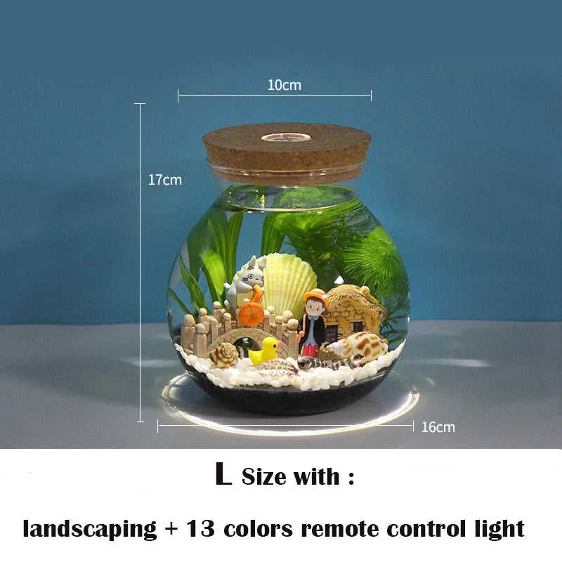 Portable Ecological Micro Landscape Bottle  Aquarium Landscape Bucket Fish Tank Office Desktop Glass Ecological Bottle Fish Tank