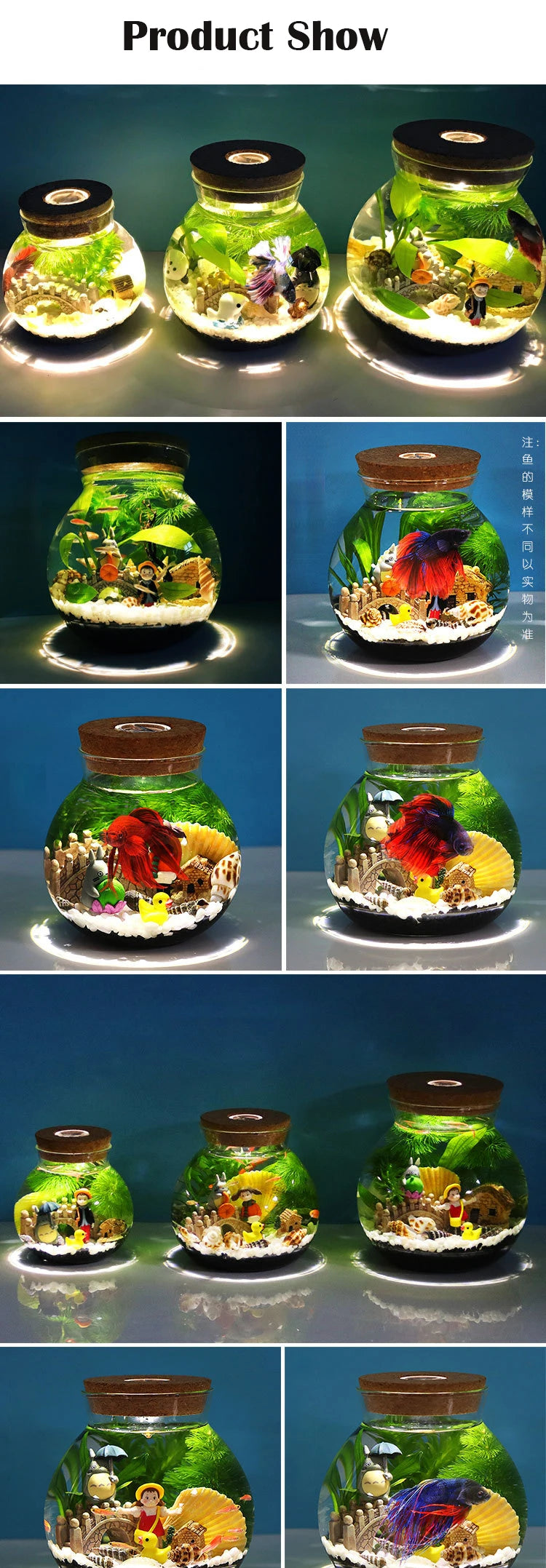Portable Ecological Micro Landscape Bottle  Aquarium Landscape Bucket Fish Tank Office Desktop Glass Ecological Bottle Fish Tank