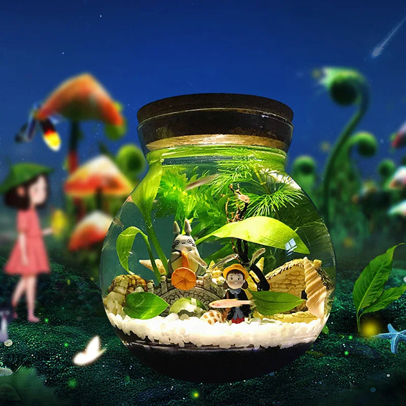 Portable Ecological Micro Landscape Bottle  Aquarium Landscape Bucket Fish Tank Office Desktop Glass Ecological Bottle Fish Tank