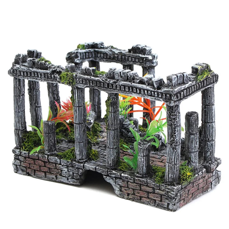 Artificial Palace Ruins or Ancient Roman Column Ornament For Aquarium