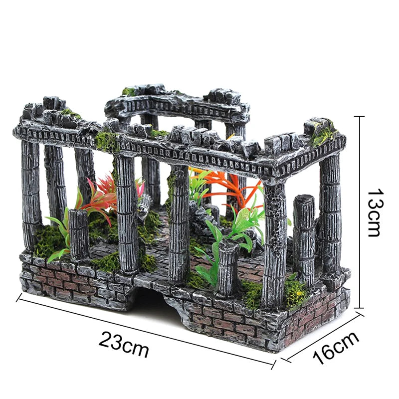 Artificial Palace Ruins or Ancient Roman Column Ornament For Aquarium
