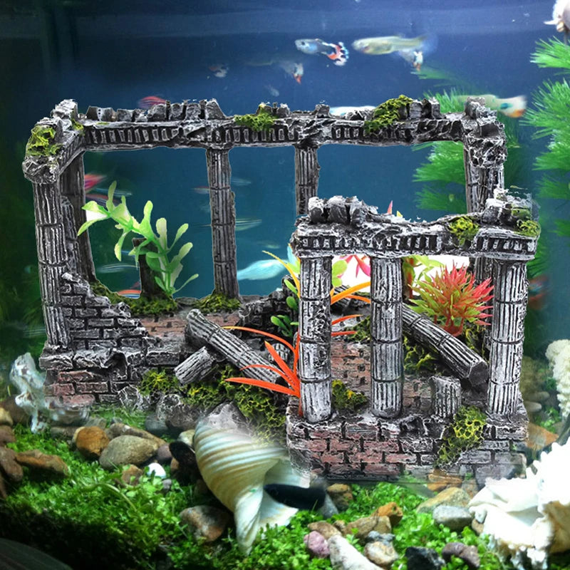 Artificial Palace Ruins or Ancient Roman Column Ornament For Aquarium