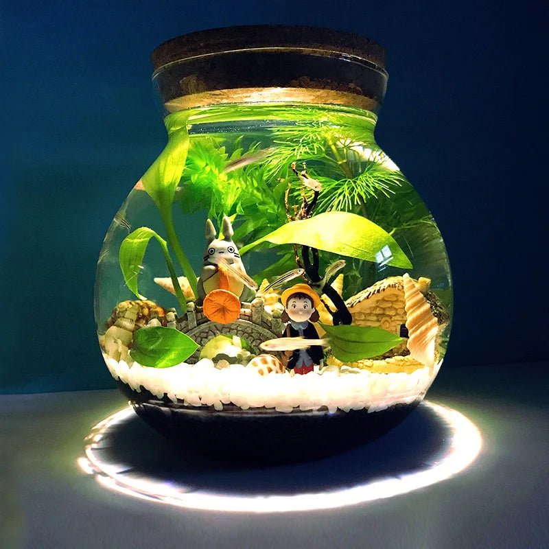 Portable Ecological Micro Landscape Bottle  Aquarium Landscape Bucket Fish Tank Office Desktop Glass Ecological Bottle Fish Tank