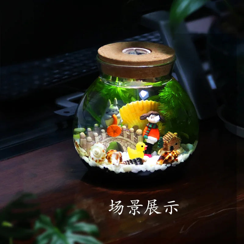 Portable Ecological Micro Landscape Bottle  Aquarium Landscape Bucket Fish Tank Office Desktop Glass Ecological Bottle Fish Tank