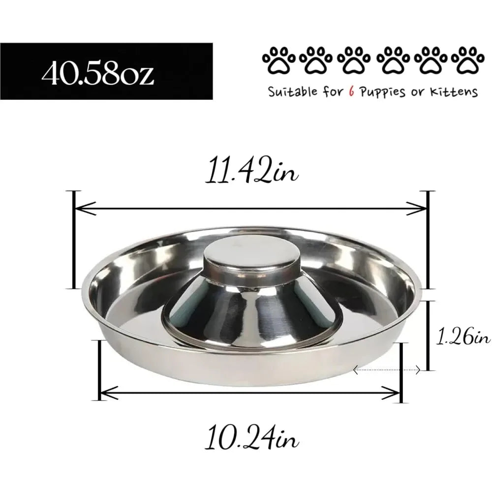 Stainless Steel Shallow Bowls with Non-Slip Mat Set