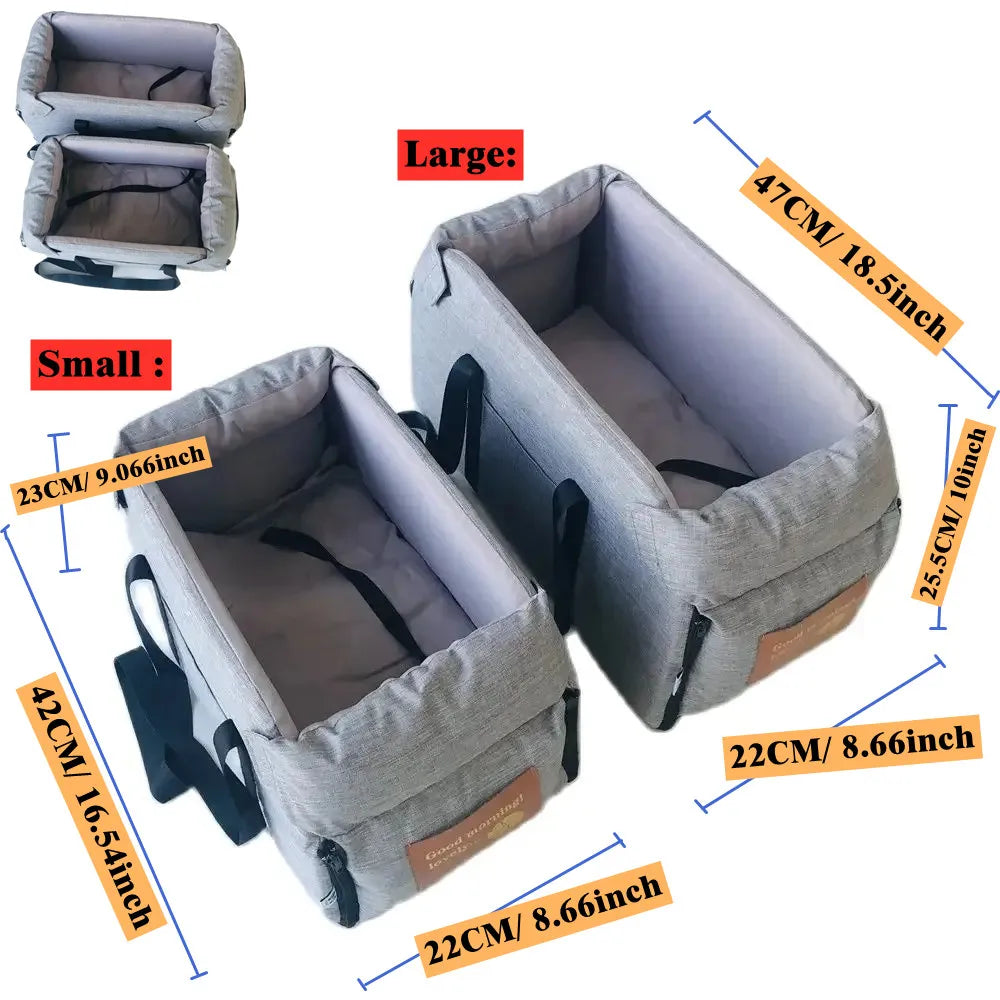Portable Console Booster Car Seat & Carrier for Small Dogs & Cats