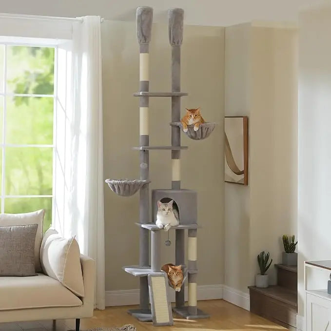 Tall, Adjustable,  7-Tier Cat Tower Tree Height (85-112 Inches)