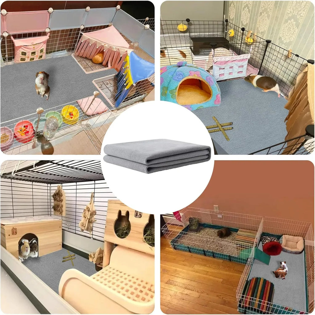 Washable Guinea Pig Cage Leakproof Fleece Cage Liner with Anti-Slip Bottom