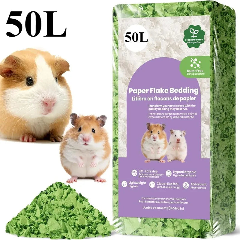 23L/50L Paper Small Pet Bedding, Odor Control, Dust-Free, Moisture Absorbent, Natural Shavings