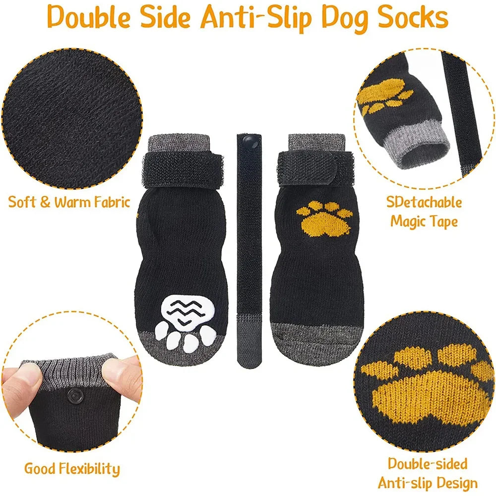 4pcs Anti-Slip Pet Sock,s Paw Protector, Traction Control for Indoor Wear, Knitted with Rubber Reinforcement