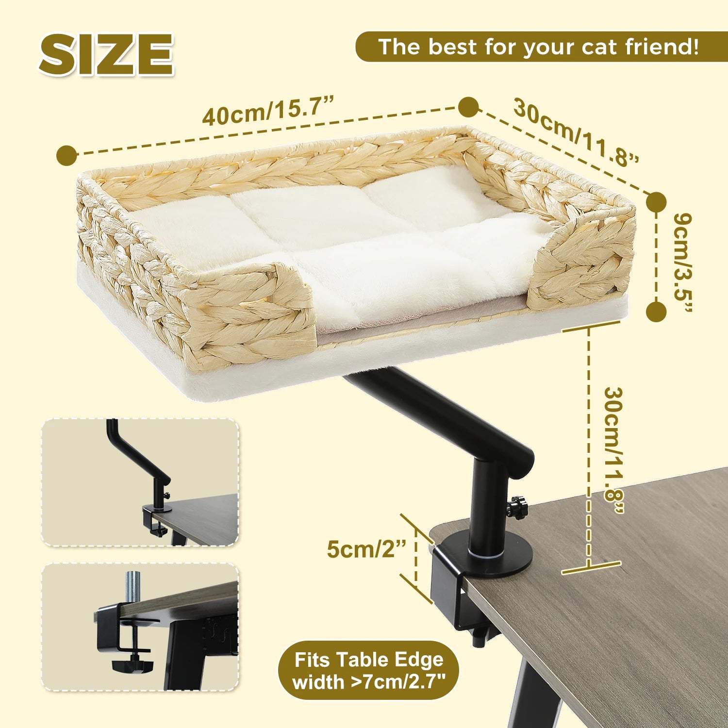 360° Rotatable Cat Bed Desk Stand for Indoor Cats