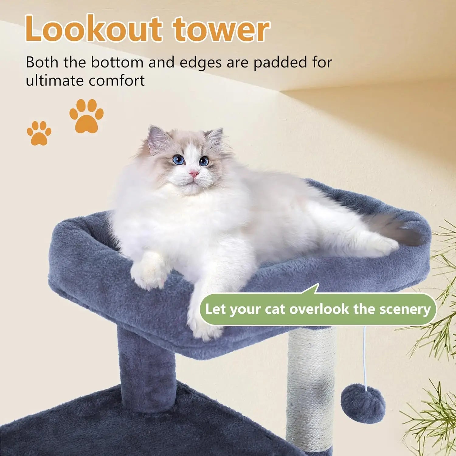 36 Inches Cat Tower with Scratching Posts