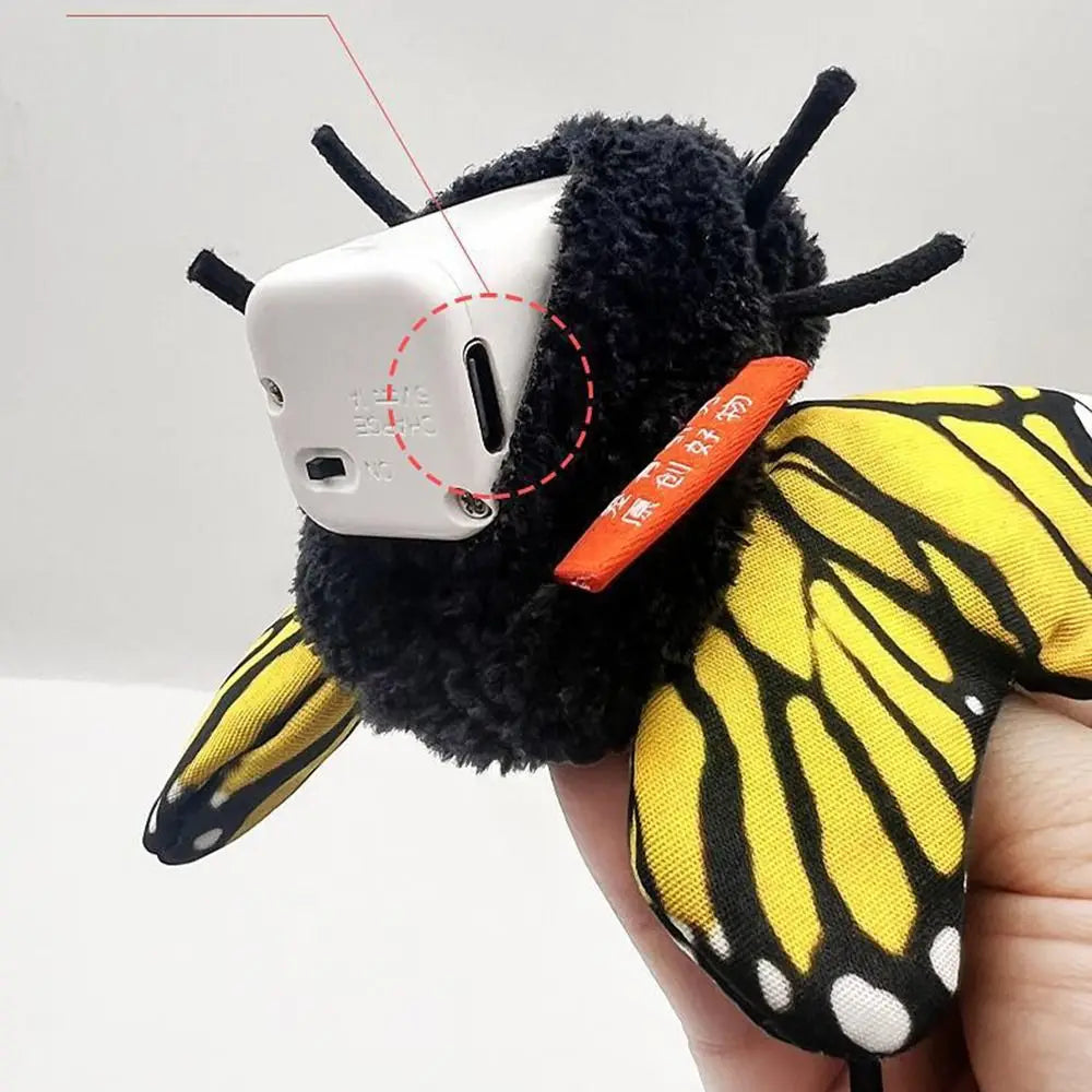 Rechargeable Automatic Cat Toy Multiple Modes Simulation Butterfly Cat Teaser Hanging Elastic String Washable Feline Toy