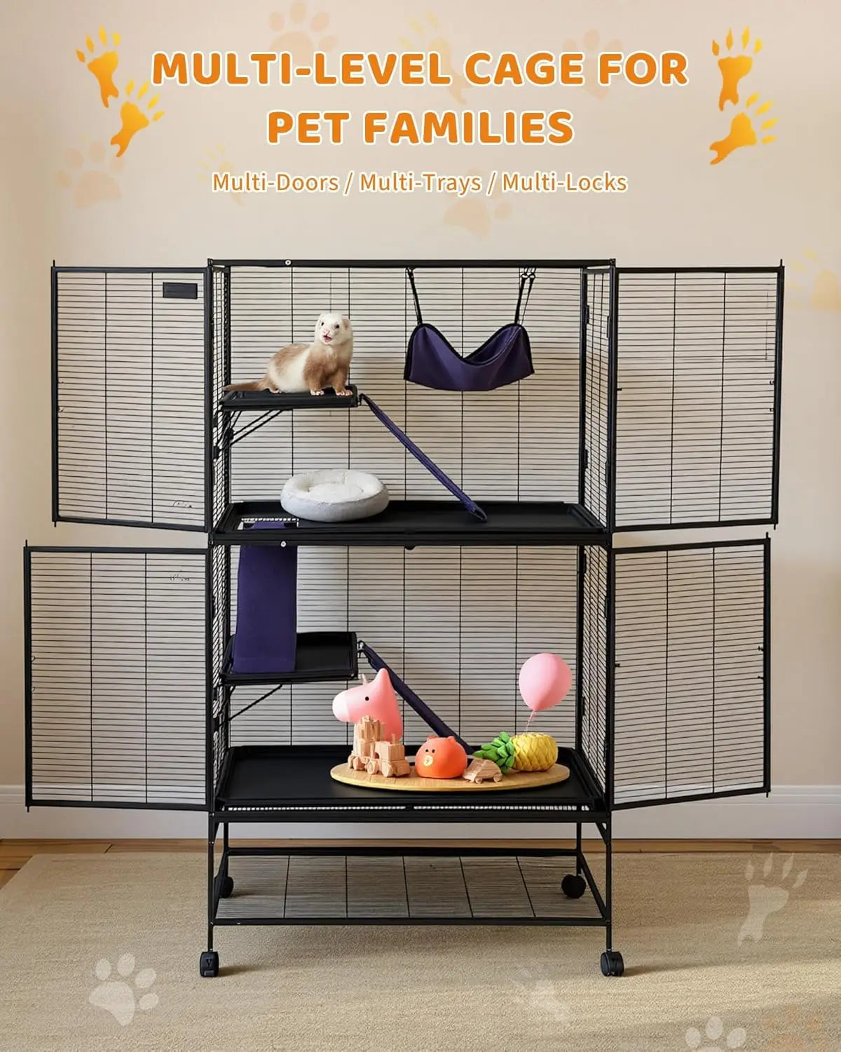 64" Metal Multi-Level Cage for Small Animals