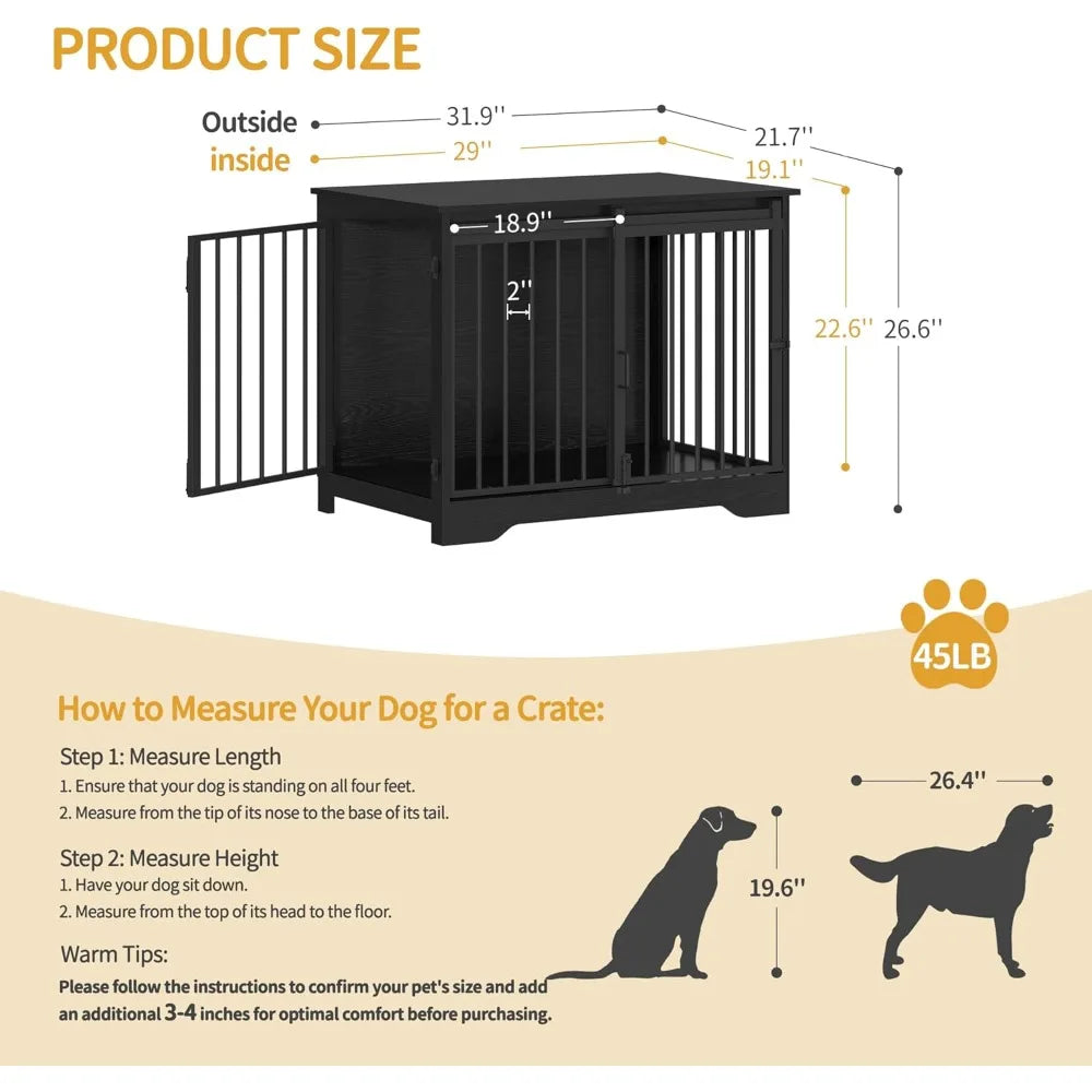 Heavy Duty Indoor Wooden Dog Kennel with 2 Doors