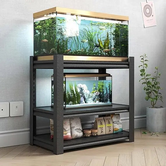 Tank Stand, 3-tier Rack Shelf Heavy Duty Metal Frame can hold 20 and 30 gallon Aquariums/Terrariums