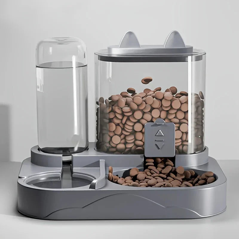 Durable Plastic 2-in-1 Automatic Pet Feeder Water Dispenser Large Capacity Food Water Bowl For Cats Dogs