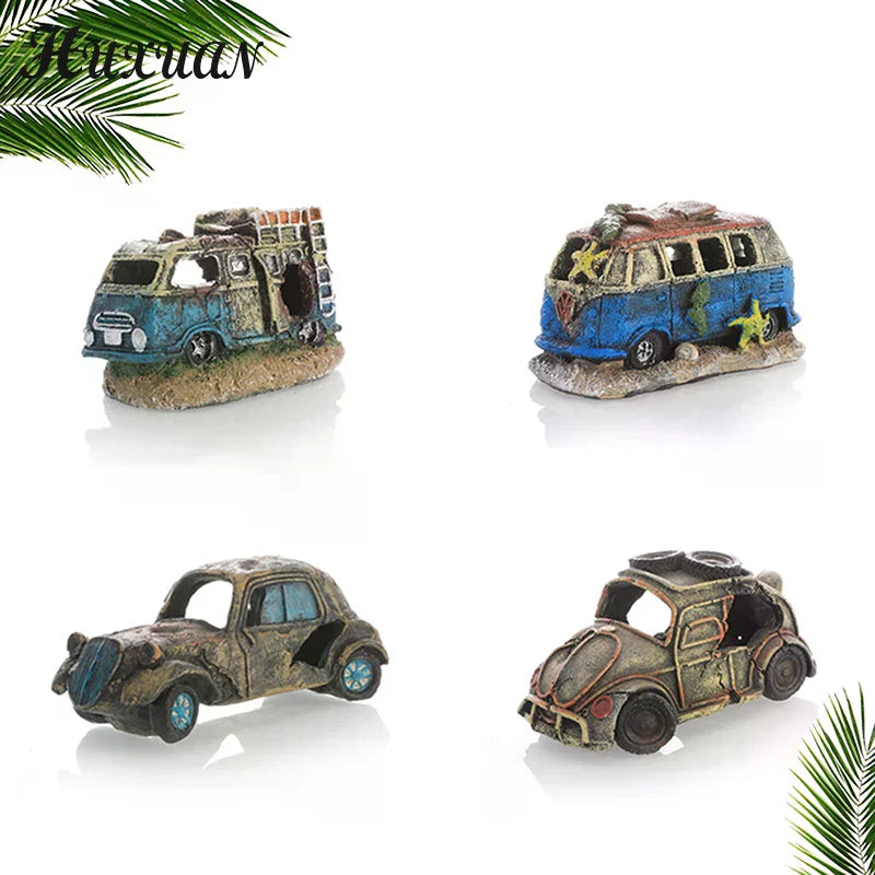 Aquarium Ornament Shaped Like Car Wreckage