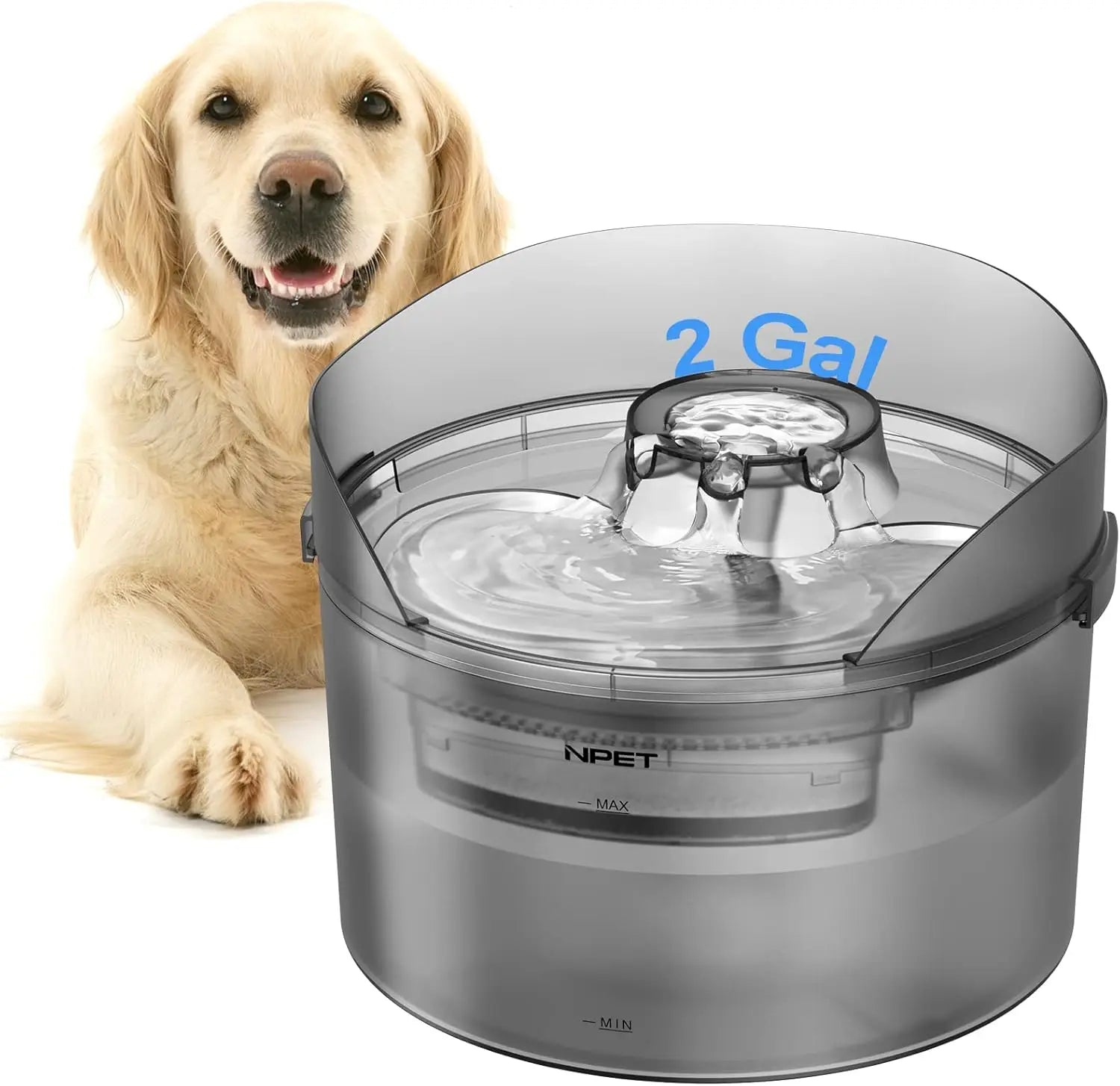 2 Gallon/270oz/8L Large Automatic Water Dispenser with Splatter Guard for Large Dogs Multiple Pets