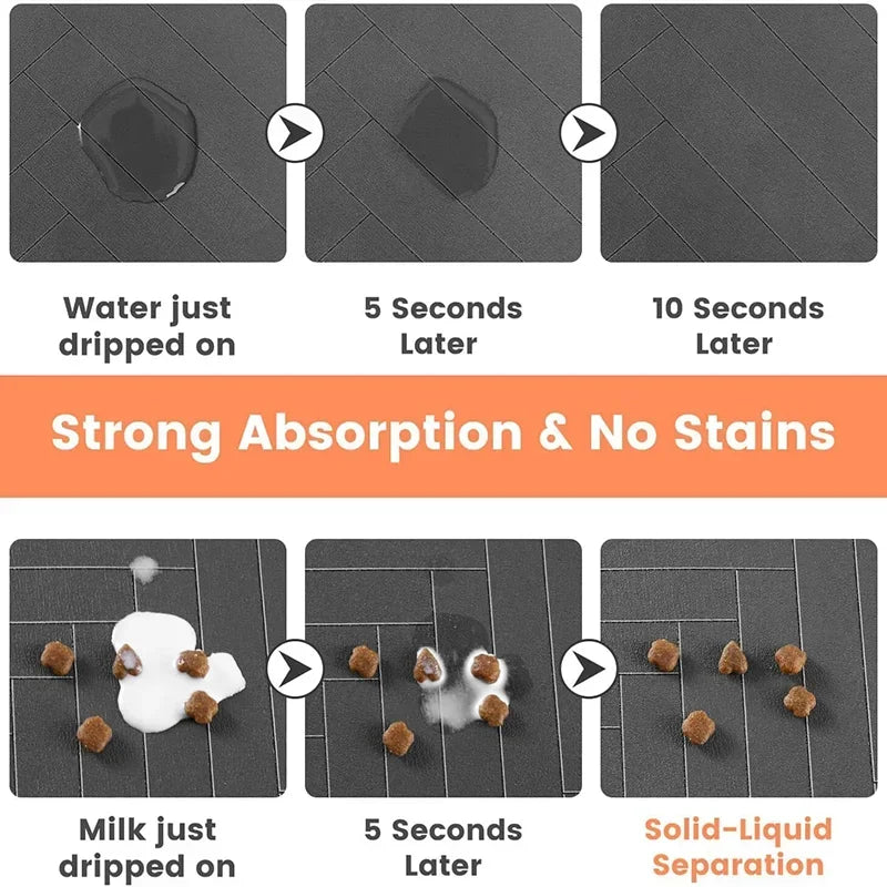 Quick Dry Pet Feeding Placemat With Non-Slip Waterproof Backing