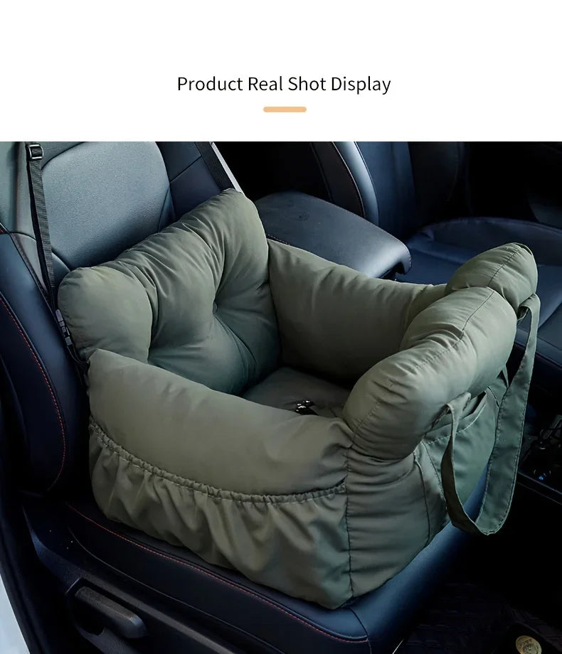 Non-Slip Pet Car Seat with Safety Belt, Washable Travel Carrier with Secure Straps for Safe Car