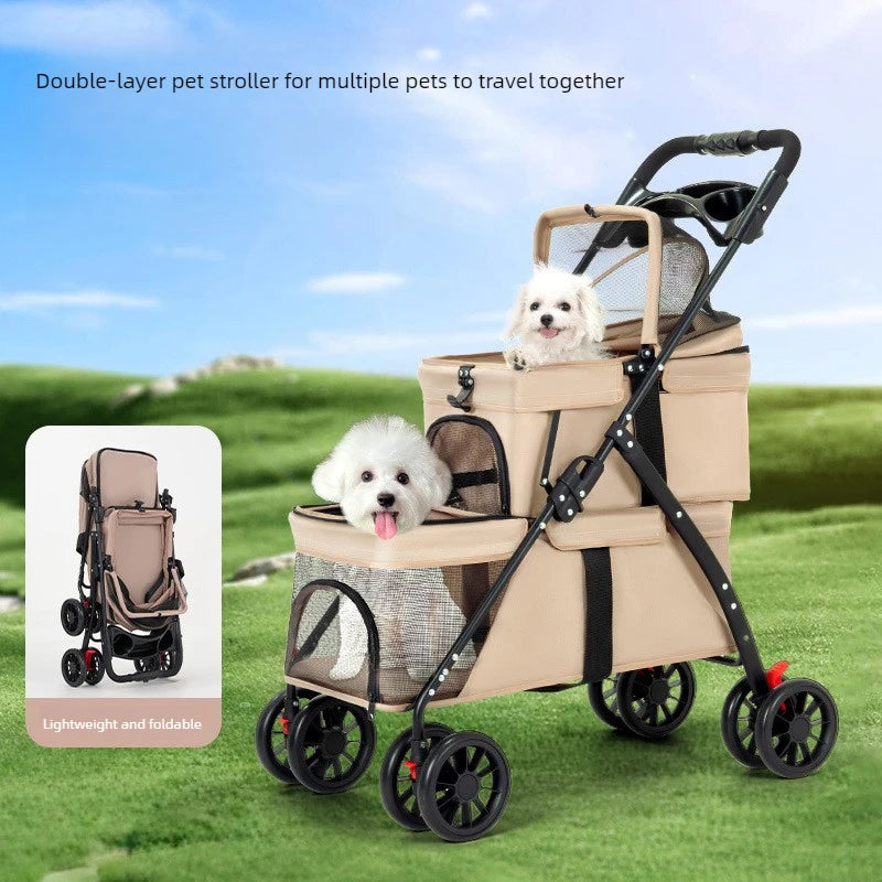 Double Decker Pet Stroller for 2 Dogs Cats
