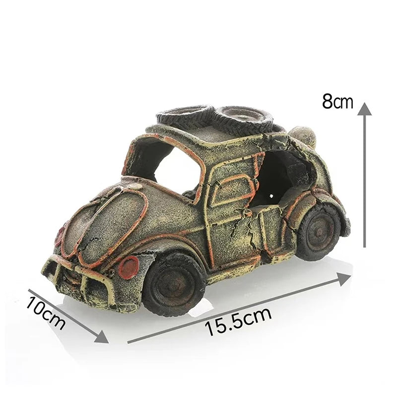 Aquarium Ornament Shaped Like Car Wreckage