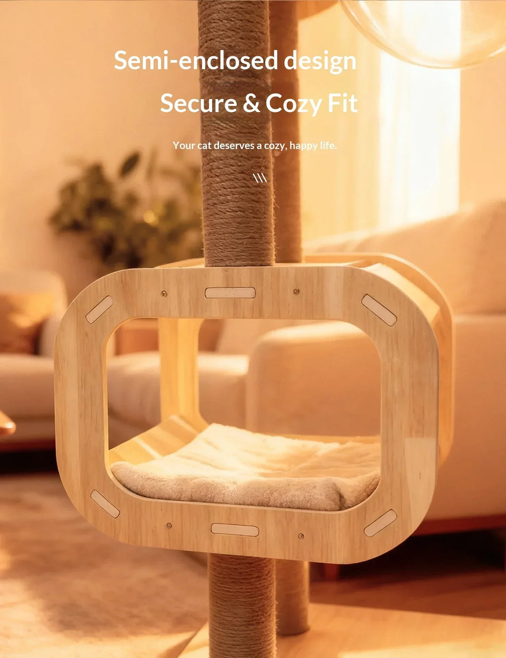 Large Compact Solid Wood Cat Tree