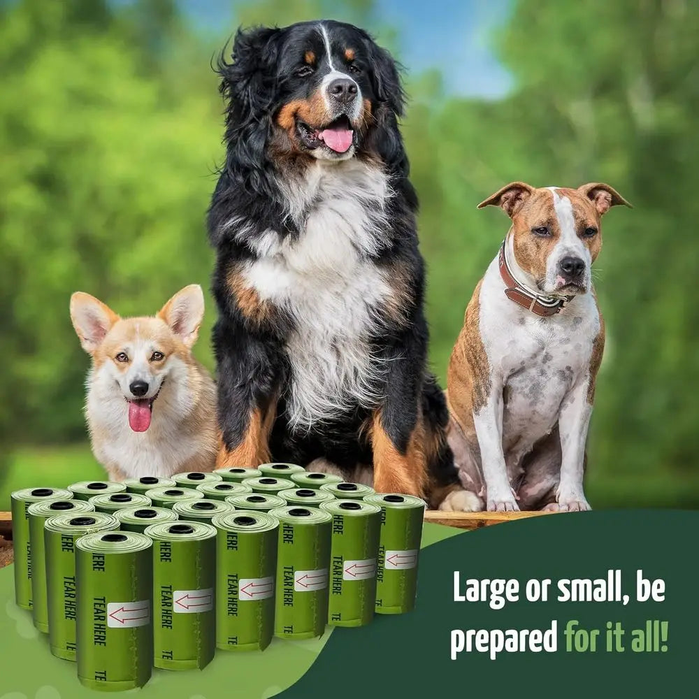 Large Biodegradable Dog Waste Bags with Holder - 360 Count, 24 Rolls, 9x13 Unscented Eco-Friendly