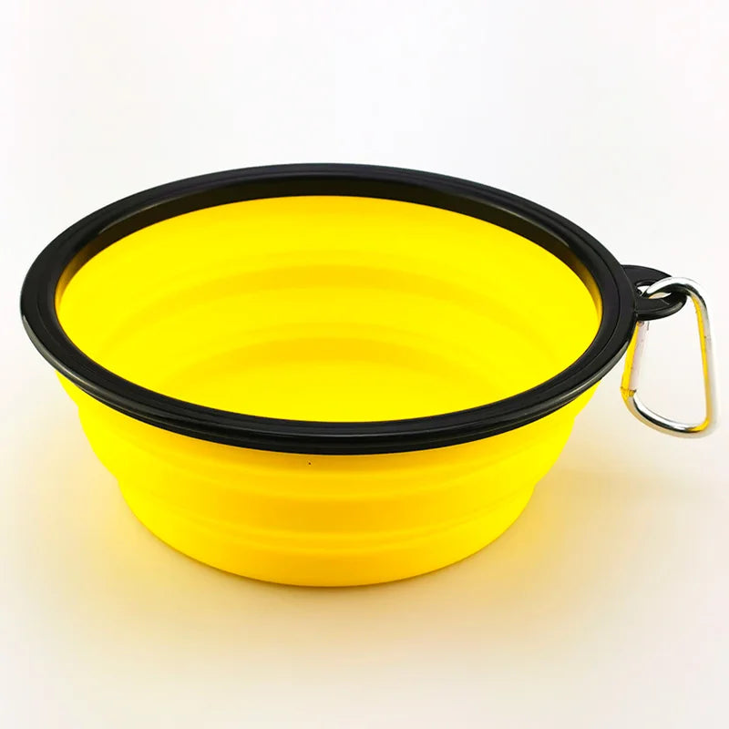 Collapsible Silicone Dog Food Water Bowl with Carabiner