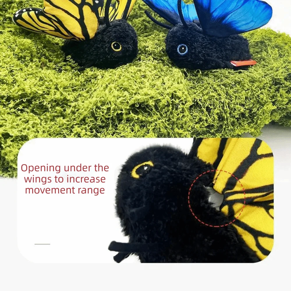 Rechargeable Automatic Cat Toy Multiple Modes Simulation Butterfly Cat Teaser Hanging Elastic String Washable Feline Toy