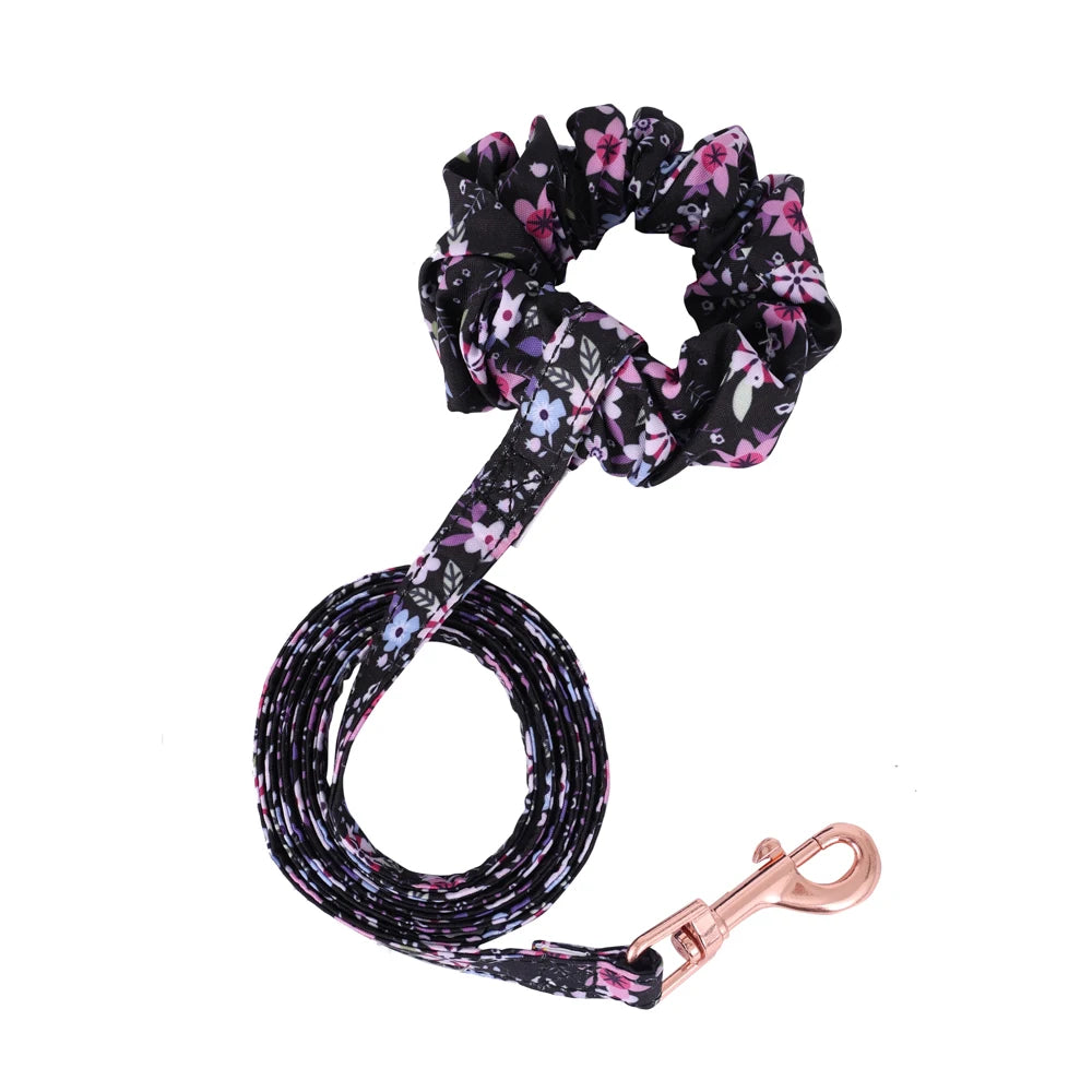 Breathable Reflective Pet Harness Leash Set with Adjustable Floral Chest Strap
