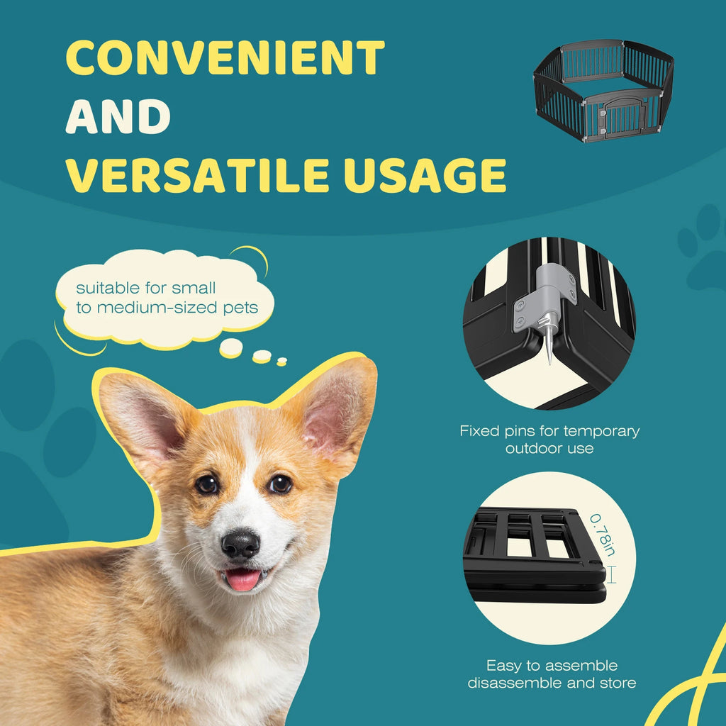 Plastic 6 Panel 24" Expandable Durable Dog Playpen Or Pet Fence for Medium Dogs