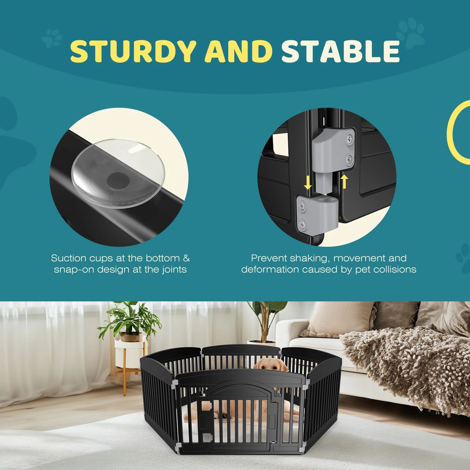 Plastic 6 Panel 24" Expandable Durable Dog Playpen Or Pet Fence for Medium Dogs