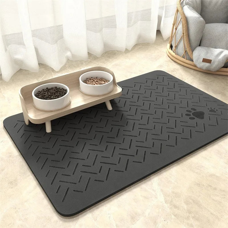 Quick Dry Pet Feeding Placemat With Non-Slip Waterproof Backing