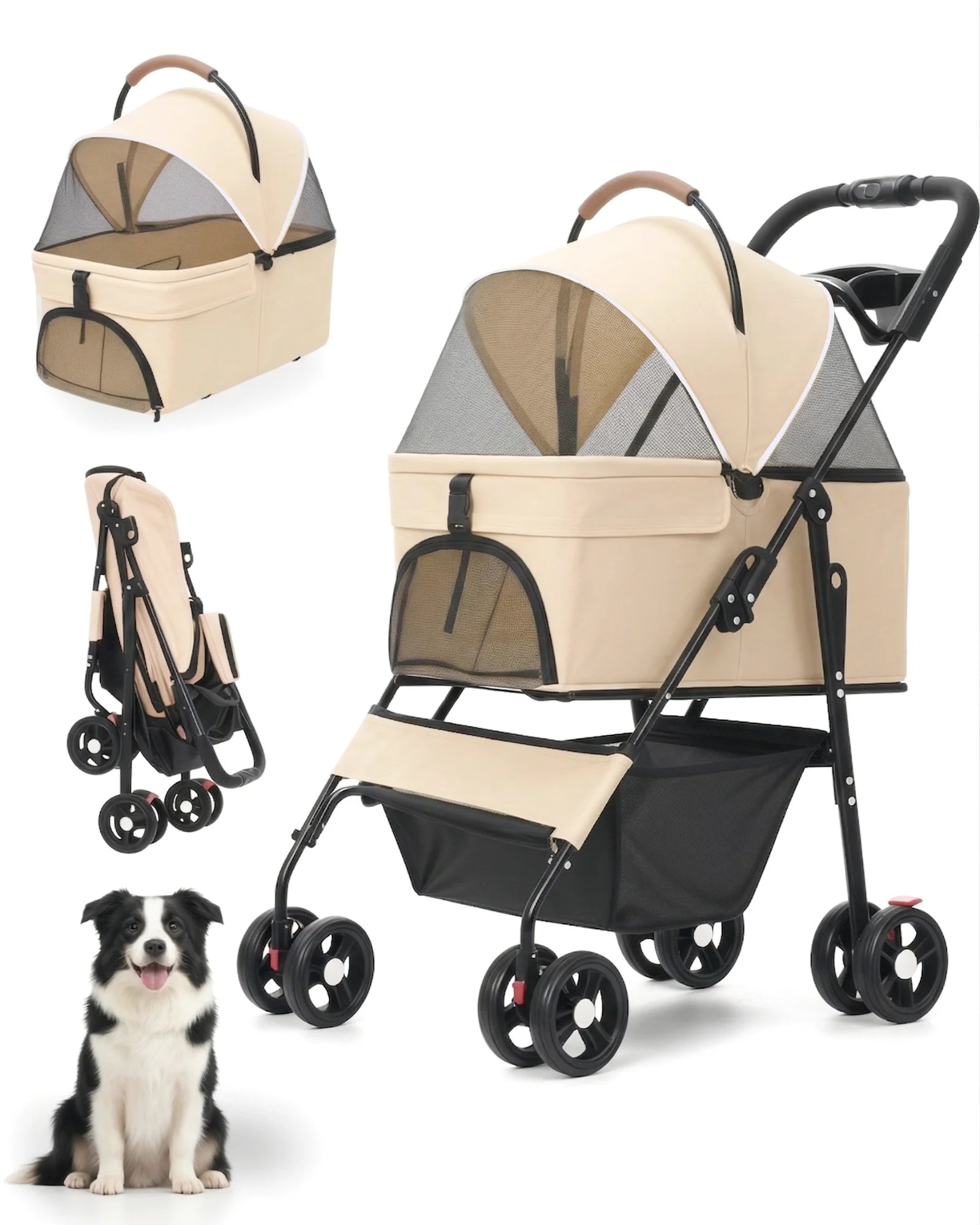 2-in-1Pet Foldable Lightweight Stroller for Small Dogs Cats