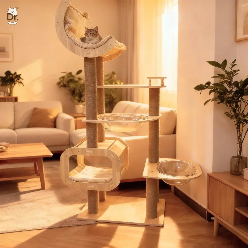 Large Compact Solid Wood Cat Tree