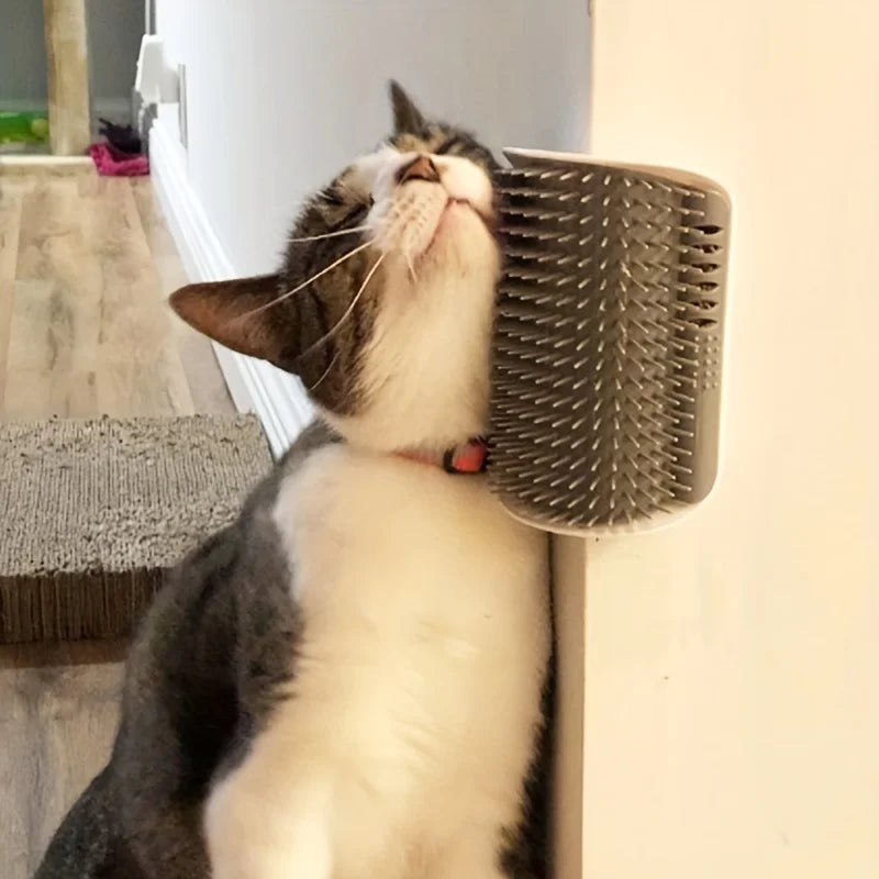 Cat Wall-Mounted Self Groomer with Massage Comb Brush - Perfect for Kitten and Puppy Grooming and Relaxation Wall-Mounted