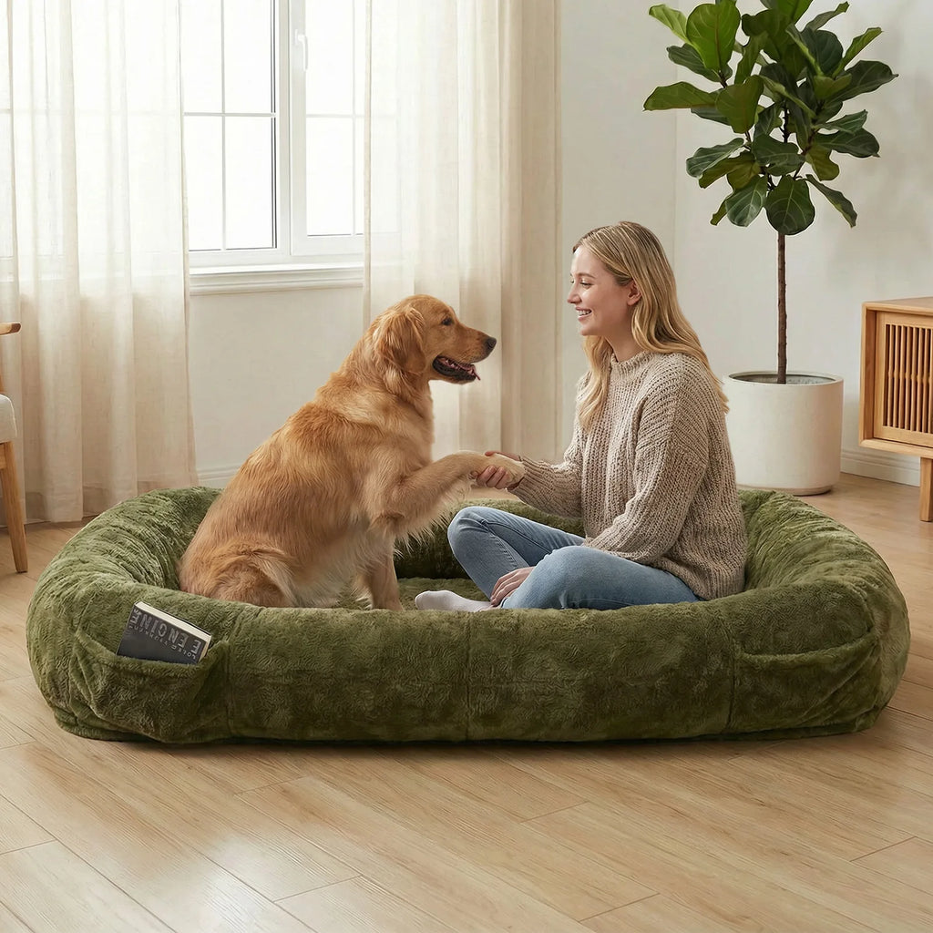 Washable Human and Dog Bed 71x47x12in  Extra Large Comfortable Pet Bed with Soft Blanket for Sleeping