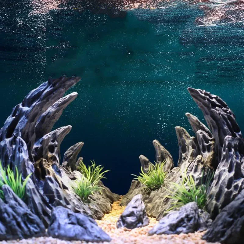 Simulated Canyon Aquarium Decoration Fish Tank, 2pcs