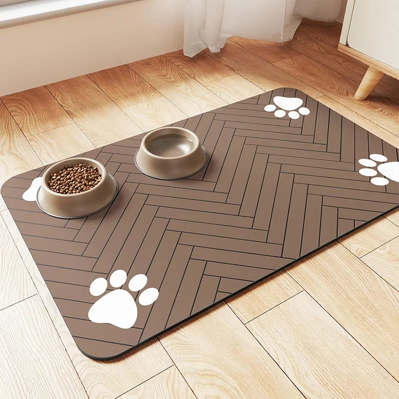 Quick Dry Pet Feeding Placemat With Non-Slip Waterproof Backing