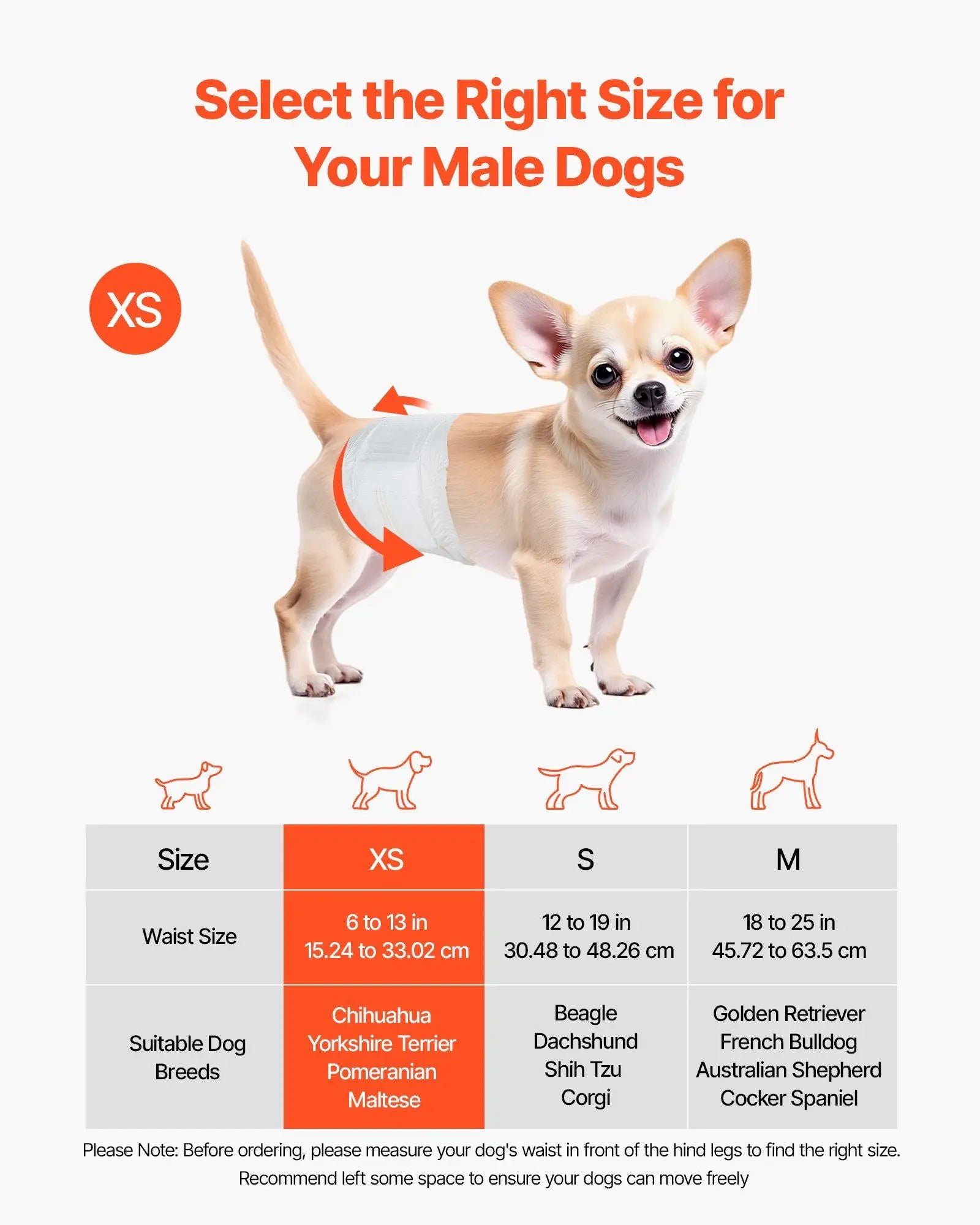 96 Count Super Dry XS Male Dog Diapers with Leakproof Design, Moisture Indicator, Gentle Adhesive and Mobility Support