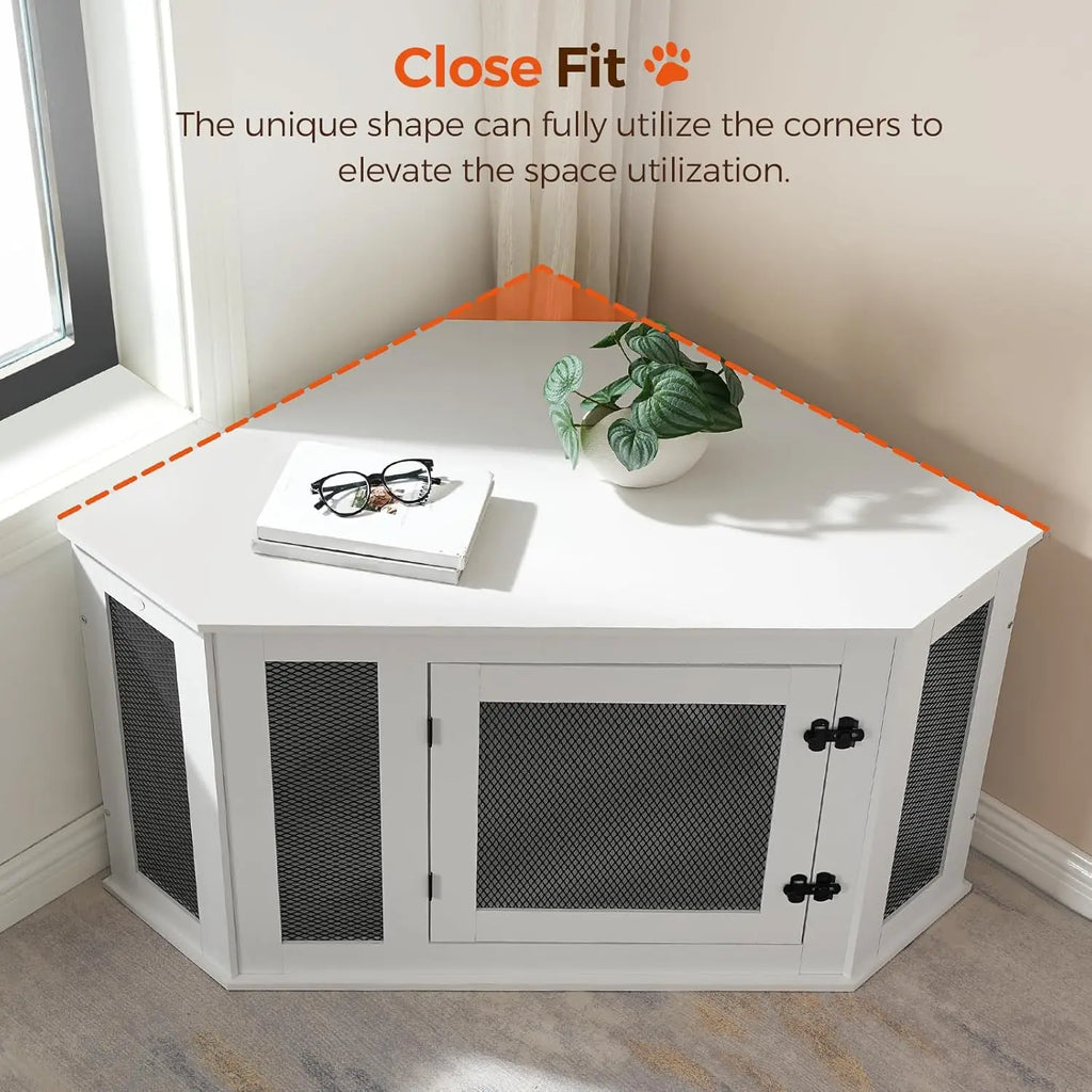 Decorative Corner Wooden Pet Kennel and End Table
