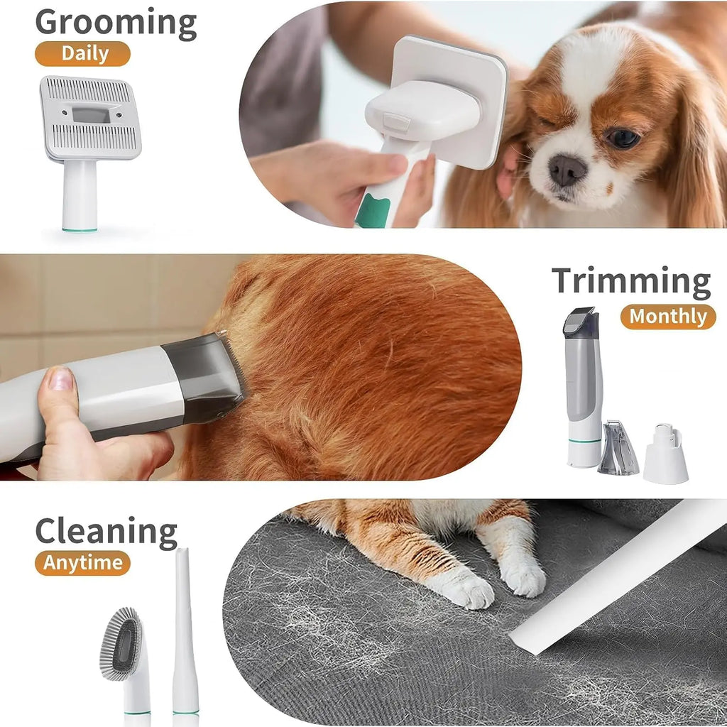 7in1 Pet Grooming Kit Vacuum with Pet Hair Dust Cup