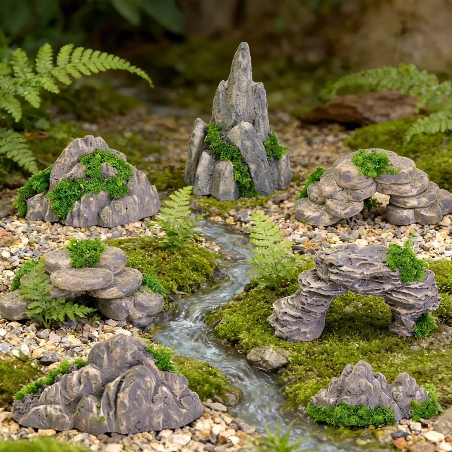Miniature Mountain Fake Stone Resin Rockery for Fish Tank