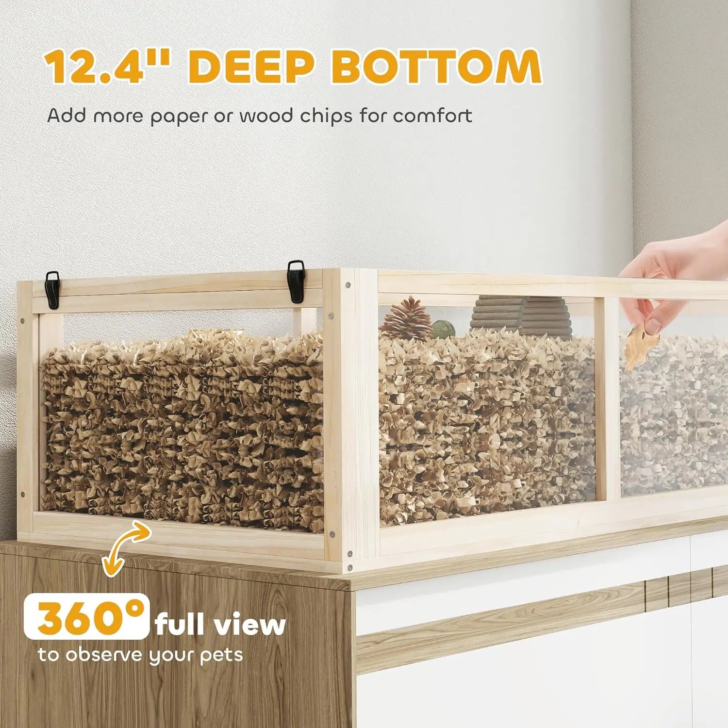 3 Tier Small Animal Cage with Detachable 12.4" Deep Bottom, Hut, Seesaw, Exercise Wheel