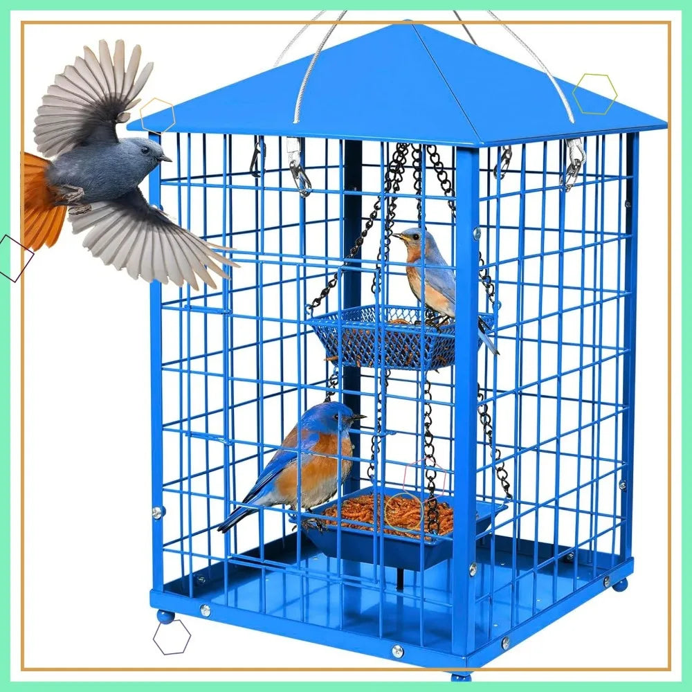 Squirrel-Proof Caged Bird Feeder with 2 Cups